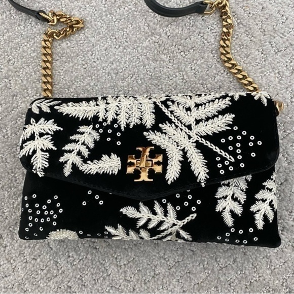 Tory Burch Kira Embroidered Velvet crossbody wallet bag - Picture 2 of 12